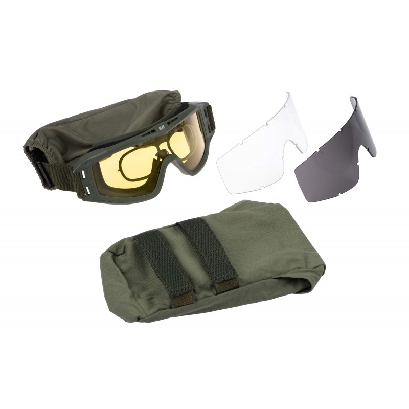 2E Tactical Маска тактична, захисна Hawk Army Green Anti-fog, сумка, 3 лінзи