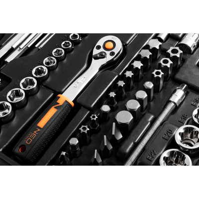 Neo Tools Набір інструментів, 233шт, 1/2", 1/4", 3/8", CrV, кейс Neo Tools Набір інструментів, 233шт, 1/2", 1/4", 3/8", CrV, кейс