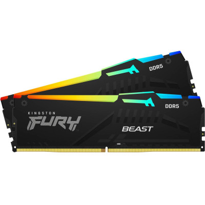 Kingston Пам'ять ПК Kingston DDR5 64GB KIT (32GBx2) 6400 FURY Beast RGB XMP