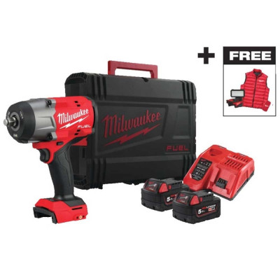 Milwaukee Гайковерт ударний акумуляторний Milwaukee M18 FHIWF2F12MC-502X 18В АКБ 2х5А·год 2034Нм 0-2000об/хв 1/2" ЗП M12-18FC TURBO прожектор M18 ALIS-0 жилет кейс 3.4кг