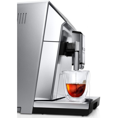 Delonghi Кавомашина, 1.8л, зерно+мелена, автомат.капуч, авторецептів -10, підігрів чашок, кофемолка, чорно-срібний