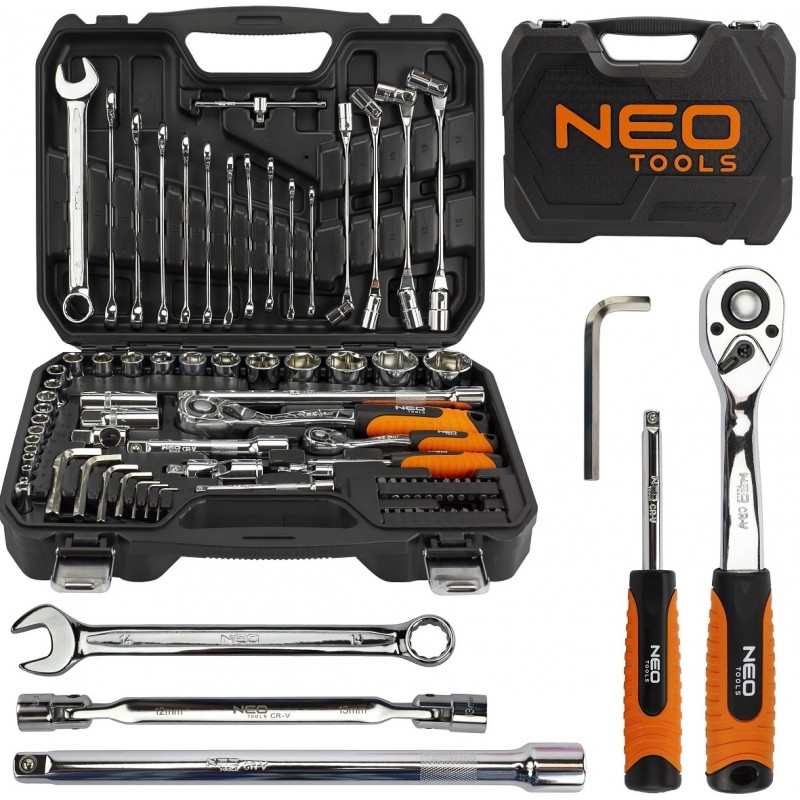 Neo Tools Набір інструменту 1/2", 1/4", CrV, 77 од.