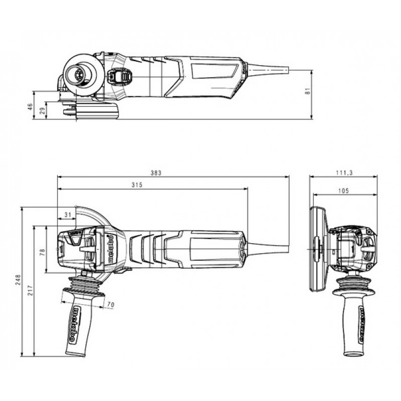 Metabo Шліфмашина кутова WEVA 15-125 QUICK, 125мм, 1550Вт, 2800-11000об/хв, М14, 2.5кг