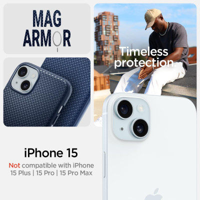 Spigen Чохол для Apple iPhone 15 Mag Armor MagFit, Navy Blue