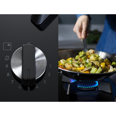 Electrolux Варильна поверхня комбінована (2 газ + 3 інд), 90см, розширена зона, чугун, чорний