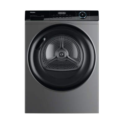 Haier Сушильна машина тепловий насос, 9кг, A+++, 59,5см, дисплей, пара, cріблястий