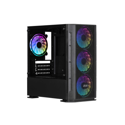 2E Gaming Корпус Calleo GB700 без БЖ 2xUSB3.0, 1xUSB2.0, 4x120мм ARGB, VGA 320мм, LCS ready, контролер з пультом, TG Side Window, mATX, чорний