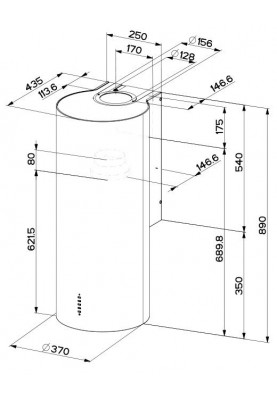 Faber Витяжка купольна, 37см, 1169м3ч, Cylindra Plus Wh Gloss A37, білий глянцевий