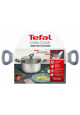 Tefal Кастрюля Daily Cook з кришкою, 24см, нержавіюча сталь, алюміній, бакеліт