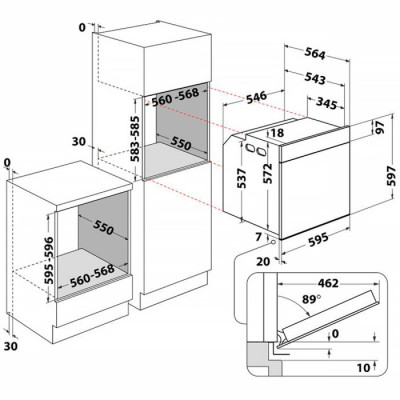 Whirlpool Духова шафа електрична, 73л, A+, дисплей, конвекція, піроліз, телескопічні напрямні, чорний