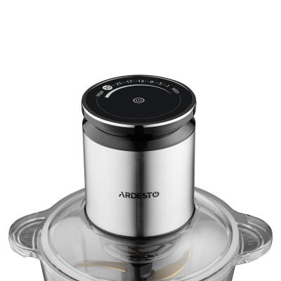 ARDESTO Подрібнювач Ardesto, 800Вт, чаша 3000мл, скло, корпус-нерж. сталь, чорний