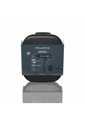 Rowenta Фен Ultimate Experience Maestria, 2000Вт, 3 режими, дифузор, кейс для зберігання, іоніз-я, хол. обдув, чорний