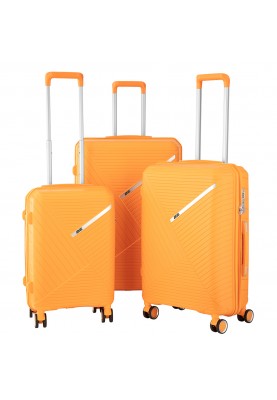 2E Набір пластикових валіз , SIGMA,(L+M+S), 4 колеса, помаранчевий