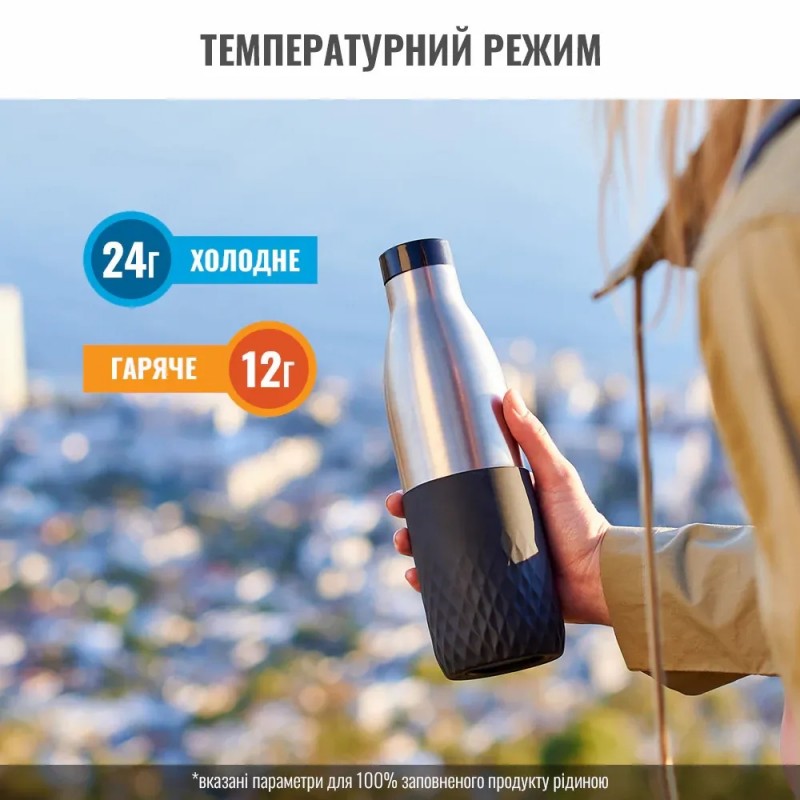 Tefal Термопляшка Bludrop, 700мл, нержавіюча сталь, чорний