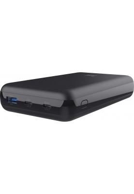 Trust Акумулятор портативний літій-іонний power bank Laro, 20000 мА·рік, USB-A/2хUSB-C, 100w, чорний