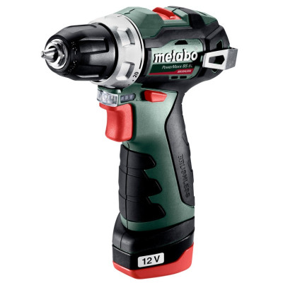 Metabo Шурпокрут-дриль POWERMAXX BS BL, акумуляторний, 2*12В, 2 Аг, 0-400/0-1500об/хв, патрон 1-10мм, 20/38Нм, кейс, 0.8кг