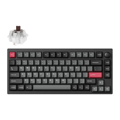Lemokey Клавіатура механічна P1 Pro 84Key, Super Brown, WL/BT/USB-A, QMK/VIA, Hot-Swap, EN/UKR, RGB, Knob, Carbon Black