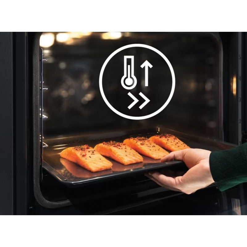 Electrolux Духова шафа електрична, 71л, A++, пара, дисплей, конвекція, піроліз, телескопічні напрямні, чорний