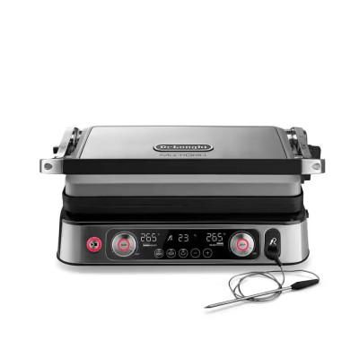 Delonghi Гриль притискний MultiGrill 2200Вт, темп. режимів-3, з'ємні пластини, термощуп, метал