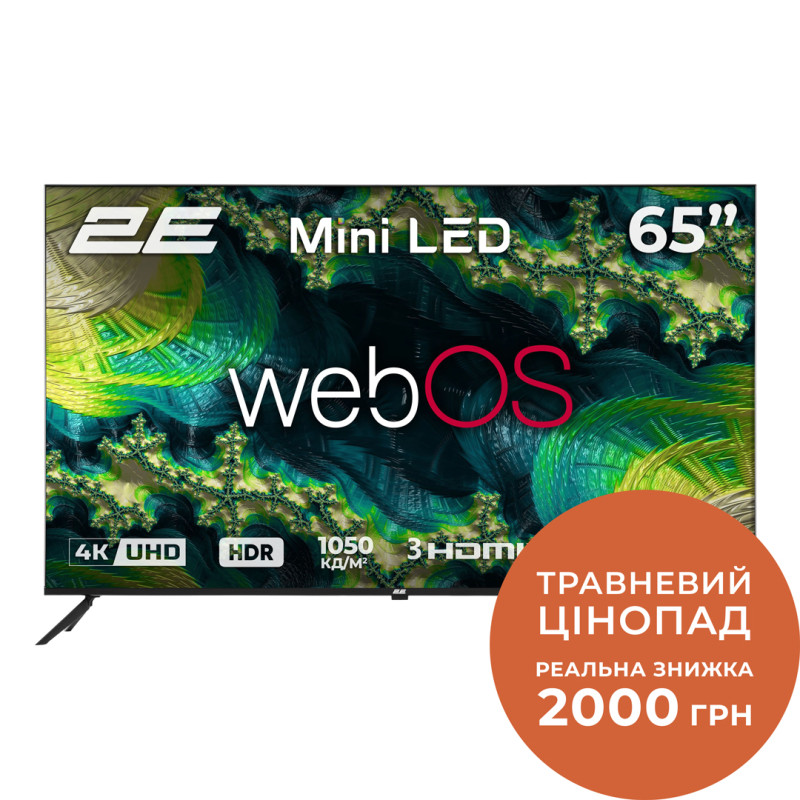 2E Телевізор 65" MiniLED 4K 60Hz Smart WebOS Black