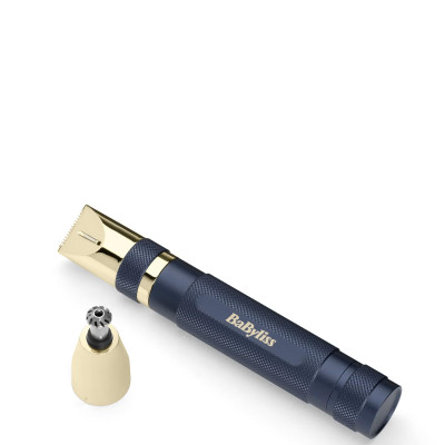 BaByliss Тримір для брів, вусів, носа та вух, 1хАА, насадок-3, чохол, сталь, синій