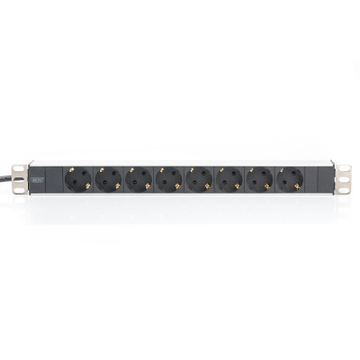 Digitus Блок розеток 1U, 8xSchuko, 16A, 250V, вилка Schuko