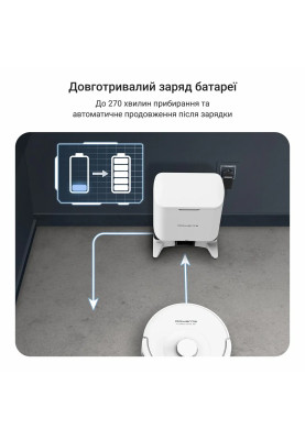 Rowenta Робот-пилосос миючий X-PLORER Serie 90+, 6000ПаВт, h=9.7см, 0.26л, конт пилок -0.29л, автон. робота до 270хв, білий