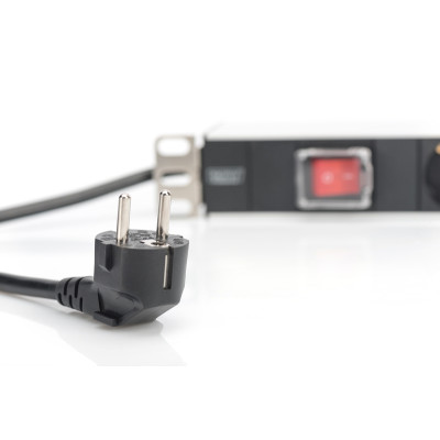 Digitus Блок розеток 1U, 7xSchuko, 16A, 250V, вимикач, вилка Schuko