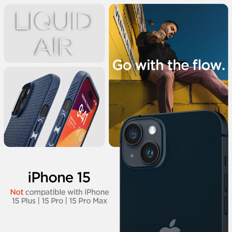 Spigen Чохол для Apple iPhone 15 Liquid Air, NavyBlue
