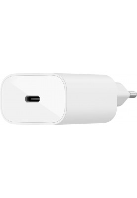 Belkin Зарядний пристрій мережевий 25Вт USB-С PD PPS, кабель USB-С > Lightning, 1м, PVC, білий