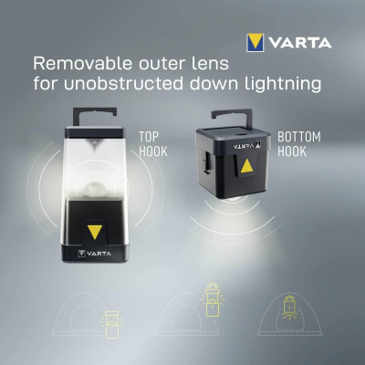 VARTA Ліхтар кемпінговий Ambiance L30RH з гібридною системою живлення акумулятор/батарейки, IP54, до 500 люмен, до 370 годин роботи, 3хАА