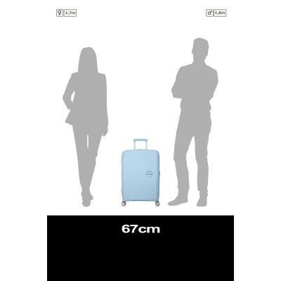 American Tourister Валіза American Tourister, Soundbox, поліпропілен, середня, 67см, 71.5/81л, TSA, 4 колеса, EXP, пастельно-блакитний