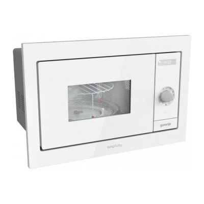 Gorenje Мікрохвильова піч вбудовувана Simplicity, 23л, міх. управл., 900Вт, гриль, дисплей, білий