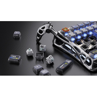 GravaStar Клавіатура механічна Mercury K1 Pro 80keys, GravaStar x Kailh Speedy Mint, BT/WL/USB, RGB, Interstellar Silver