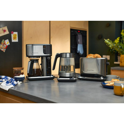 Russell Hobbs Електрочайник Attentiv Kettle, 1.7л, Strix, скло, база зі сховищем для шнура, сірий