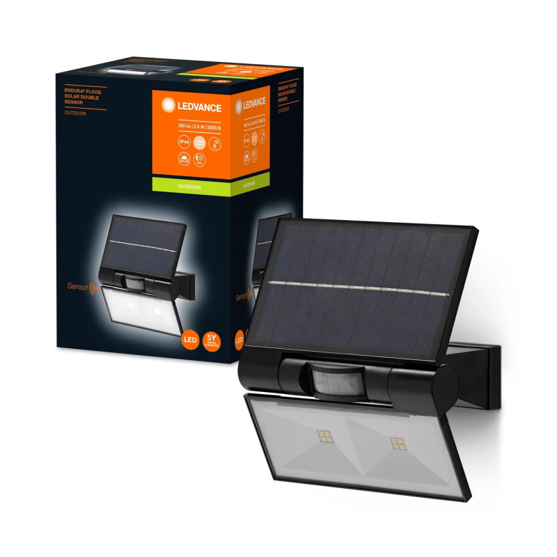 LEDVANCE Світильник автономний ENDURA STYLE SOLAR DOUBLE 2Вт 3000К 380Лм IP44 чорний