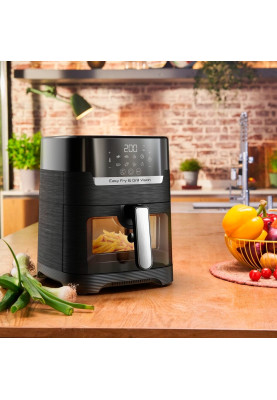 Moulinex Мультипіч Easy Fry&Grill Window, 1550Вт, чаша-4.2л, сенсорне керув., 8 програм, з віконцем, пластик, чорний