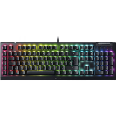Razer Клавіатура механічна BlackWidow V4 X, 110key, Yellow Switch, USB-A, EN/RU, RGB, чорний