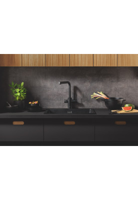 Grohe Змішувач для кухні Blue Pure Minta, довж.виливу - 223мм, поворотний/витяжний, 2 води, фантомний чорний