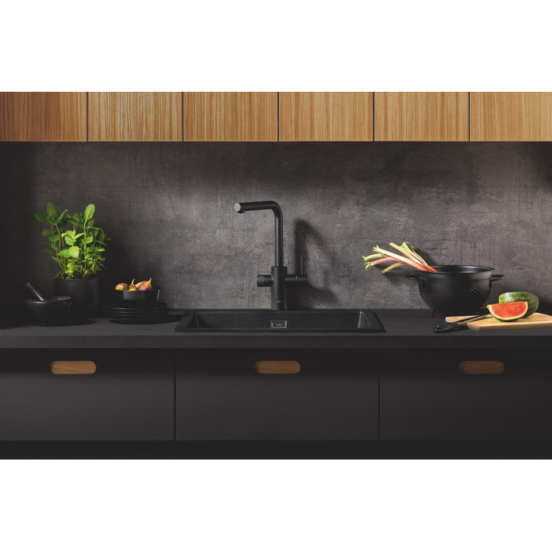 Grohe Змішувач для кухні Blue Pure Minta, довж.виливу - 223мм, поворотний/витяжний, 2 води, фантомний чорний