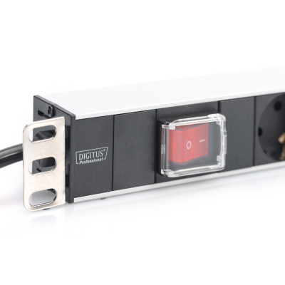 Digitus Блок розеток 1U, 7xSchuko, 16A, 250V, вимикач, вилка Schuko