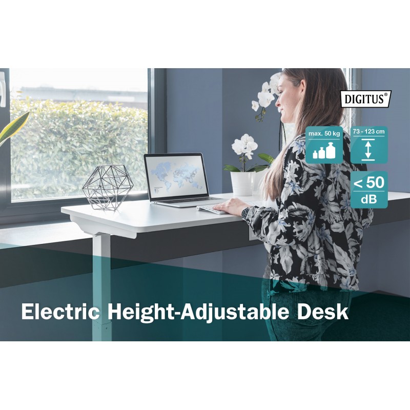 Digitus Стіл Electric Height Adjustable, 73-123cm, white