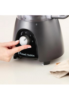 Russell Hobbs Кухонна машина Desire Matte Charcoal, 600Вт, чаша-пластик, корпус-пластик, насадок-4, чорний