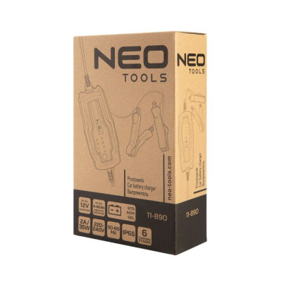 Neo Tools Зарядний пристрій автоматичний, 2А/35Вт, 4-60Ач, для кислотних/AGM/GEL акумуляторів Neo Tools Зарядний пристрій автоматичний, 2А/35Вт, 4-60Ач, для кислотних/AGM/GEL акумуляторів