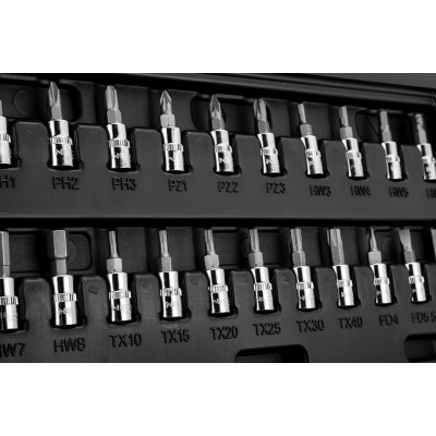 Neo Tools Набір інструментів, Набір торцевих головок, 46шт, 1/4", CrV, кейс