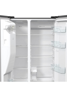 Gorenje Холодильник SBS, 179х70х92см, 2 двері, 376(190)л, А++, NF+, Інв., Зона св-ті, диспенсер, генератор льоду, Зовн. Диспл, нерж