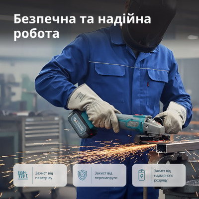 Könner & Söhnen Набір із двох акумуляторних інструментів KS IDAGB 20V SET 1 PLUS 20В шурупокрут-дриль ударний, шліфмашина кутова KS AGB20V-125VR, ЗП 2.4А акб 1х2А·год+1х4А·год кейс 8.1кг