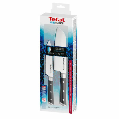 Tefal Набір ножів Ice Force, 2шт, нержавіюча сталь, пластик, чорний Tefal Набір ножів Ice Force, 2шт, нержавіюча сталь, пластик, чорний