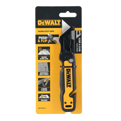 DeWALT Ніж будівельний трапецієподібний складний DeWALT, з фіксованим лезом, корпус пластик, 82мм DeWALT Ніж будівельний трапецієподібний складний DeWALT, з фіксованим лезом, корпус пластик, 82мм