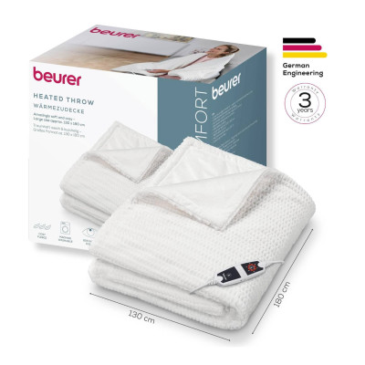 Beurer Електропростирадло Beurer, 180х130см, 100Вт, 6 режими, Поліестеровий велюр, білий Beurer Електропростирадло Beurer, 180х130см, 100Вт, 6 режими, Поліестеровий велюр, білий